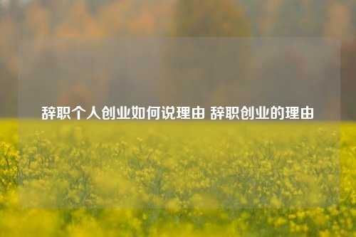 辞职个人创业如何说理由 辞职创业的理由