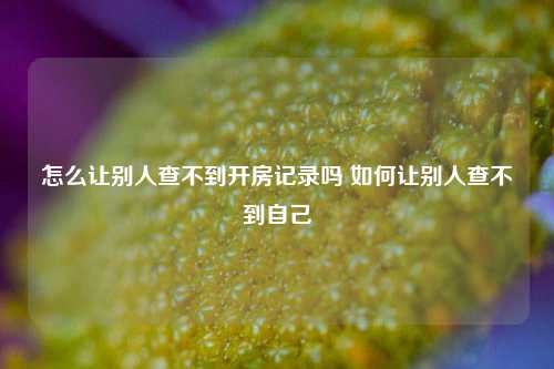 怎么让别人查不到开房记录吗 如何让别人查不到自己