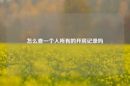 怎么查一个人所有的开房记录吗