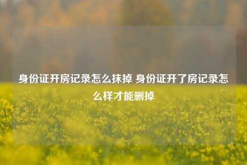 身份证开房记录怎么抹掉 身份证开了房记录怎么样才能删掉