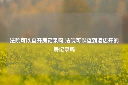 法院可以查开房记录吗 法院可以查到酒店开的房记录吗