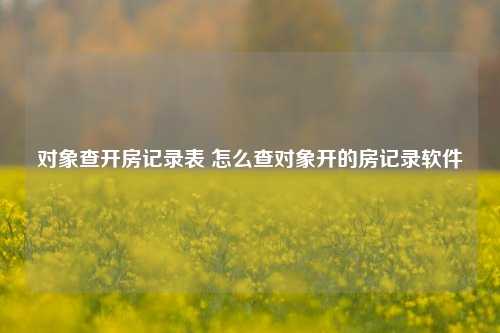 对象查开房记录表 怎么查对象开的房记录软件