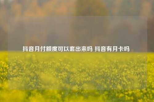 抖音月付额度可以套出来吗 抖音有月卡吗 